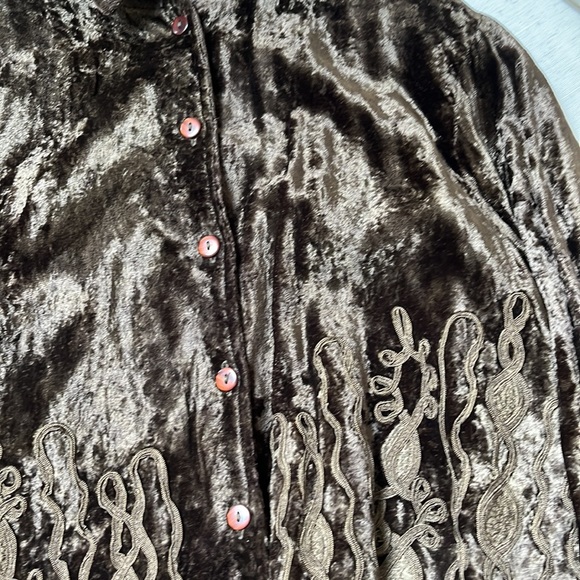 Cold water Creek Brown Crushed Velvet Jacket Size L - Picture 6 of 6
